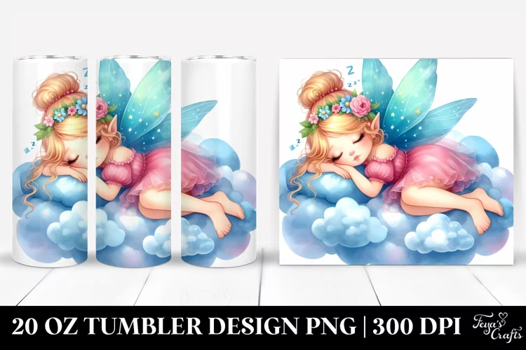 Napping Fairy Watercolor Tumbler | 20 oz Tumbler