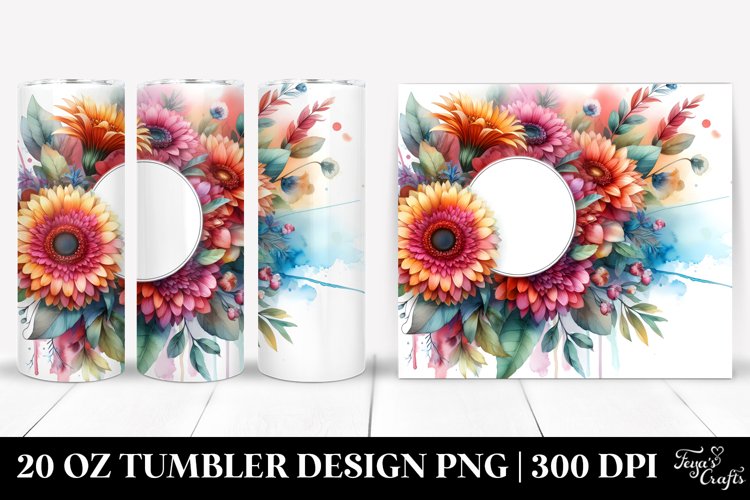 Vibrant Gerbera Abstract Watercolor|20 Oz Tumbler example image 1
