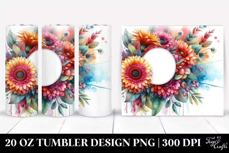 Vibrant Gerbera Abstract Watercolor|20 Oz Tumbler
