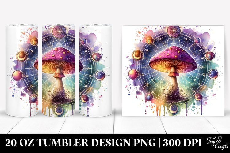 Vibrant Magical Mushroom Clipart, Transparent 20 Oz Tumbler