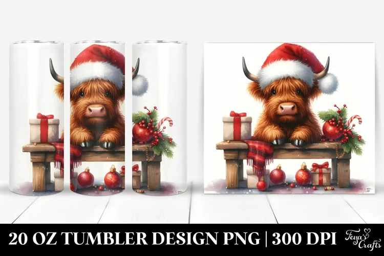 Highland Cow Peeking Over Table 20 Oz Tumbler