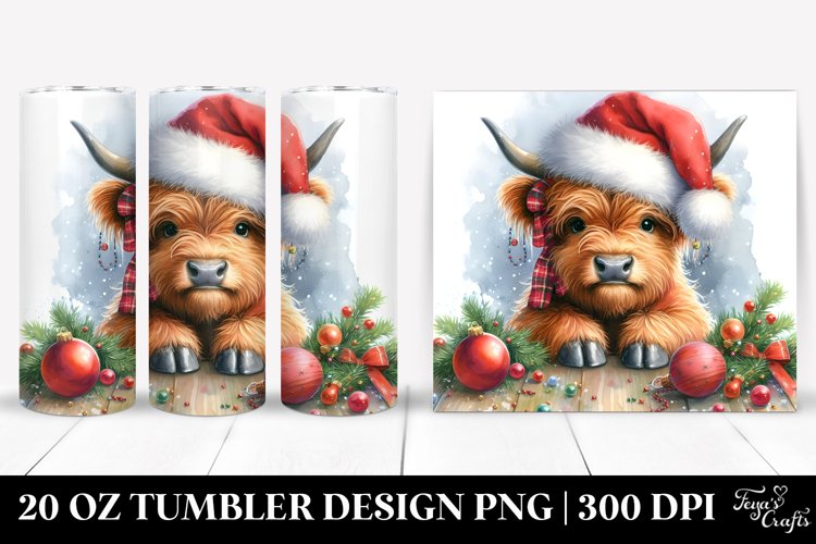 Highland Cow Peeking Over Table 20 Oz Tumbler example image 1