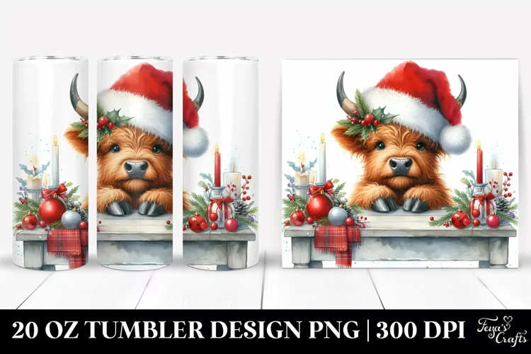 Highland Cow Peeking Over Table 20 Oz Tumbler