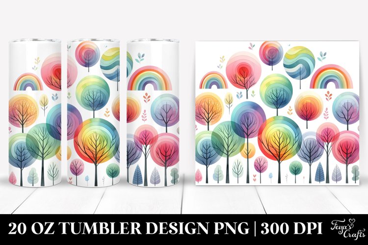 Simple Pastel Rainbow Trees Tumbler | 20 oz Tumbler example image 1