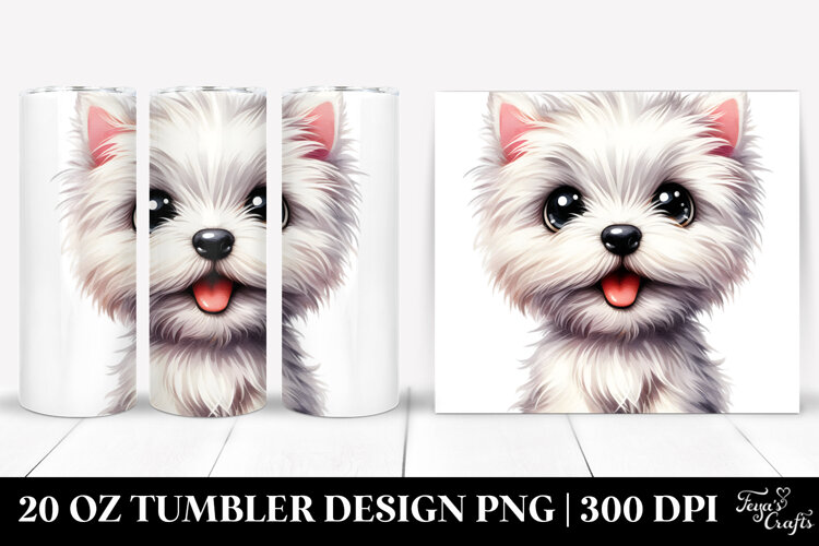 Cute West Highland White Terrier, Watercolor 20 Oz Tumbler example image 1