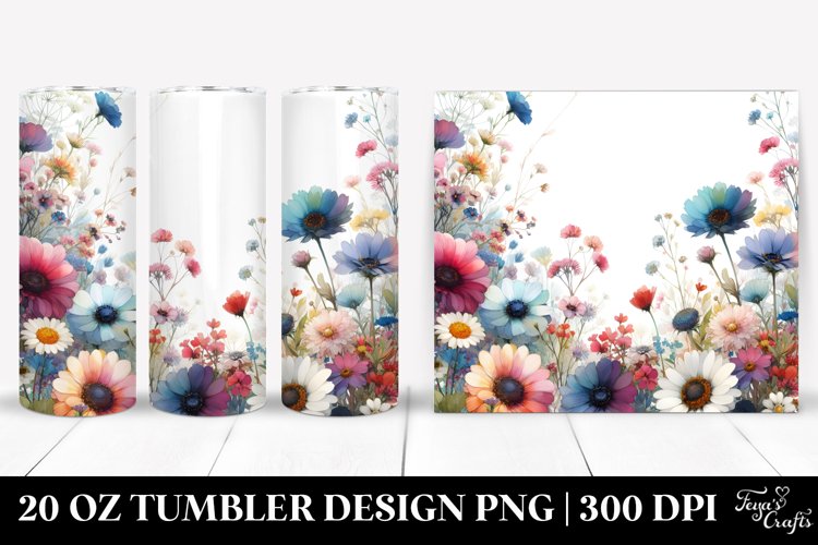 Colorful Wild Flowers Frame Tumbler | 20 oz Tumbler