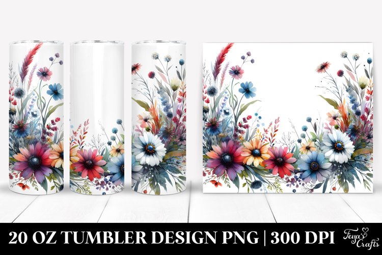 Colorful Wild Flowers Frame Tumbler | 20 oz Tumbler