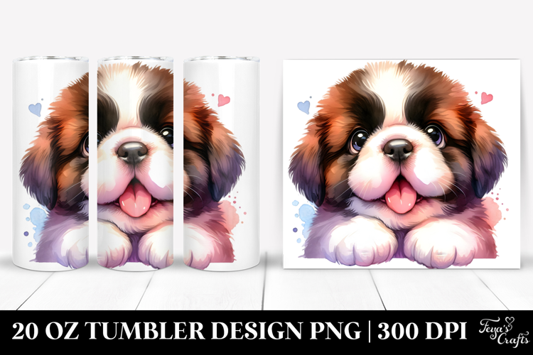Cute Baby Saint Bernard Watercolor 20 Oz Tumbler