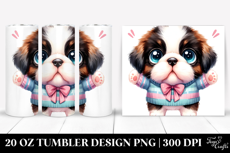 Cute Baby Saint Bernard Watercolor 20 Oz Tumbler