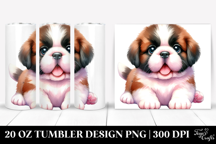 Cute Baby Saint Bernard Watercolor 20 Oz Tumbler