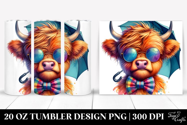 Highland Cow with Umbrella | 20 oz Tumbler