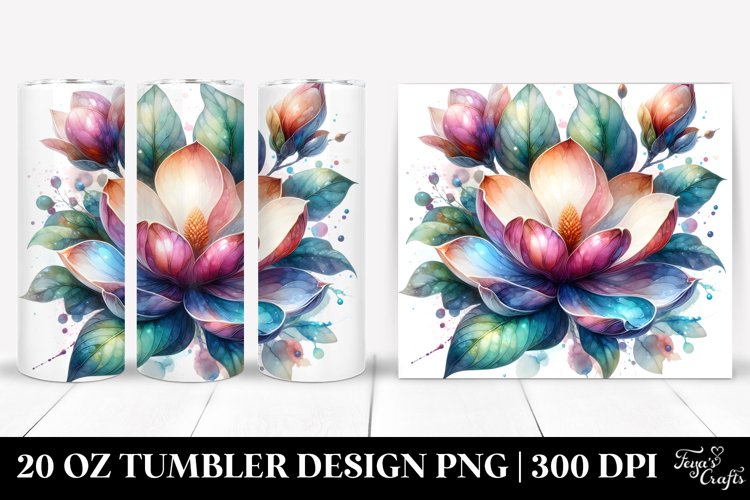 Detailed Shiny Magnolia Tumbler Design