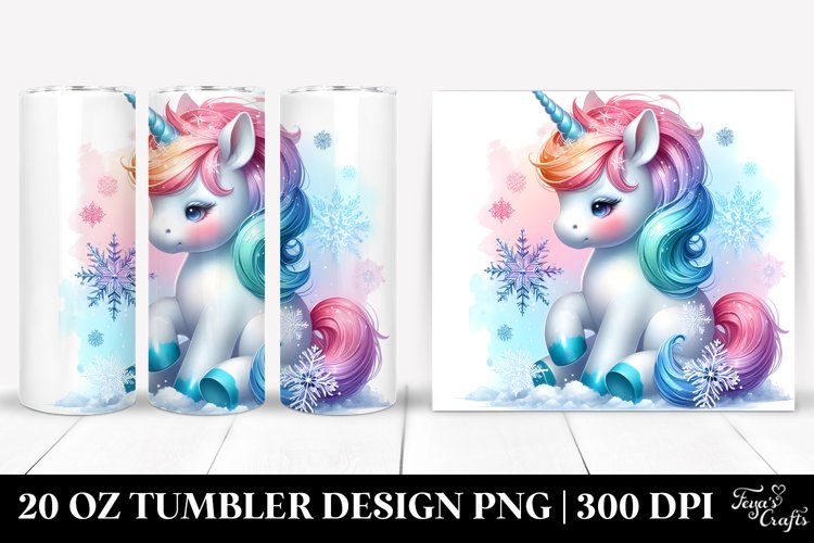 Baby Unicorn with Snowflake. 20 Oz Tumbler Design