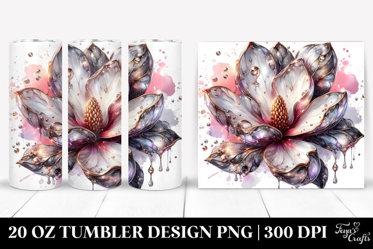 20 Oz Tumbler Sublimation | Shiny Magnolia Design