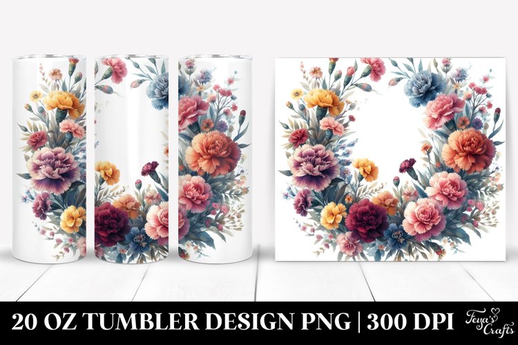 Abstract Floral Frame Carnation | 20 oz Tumbler