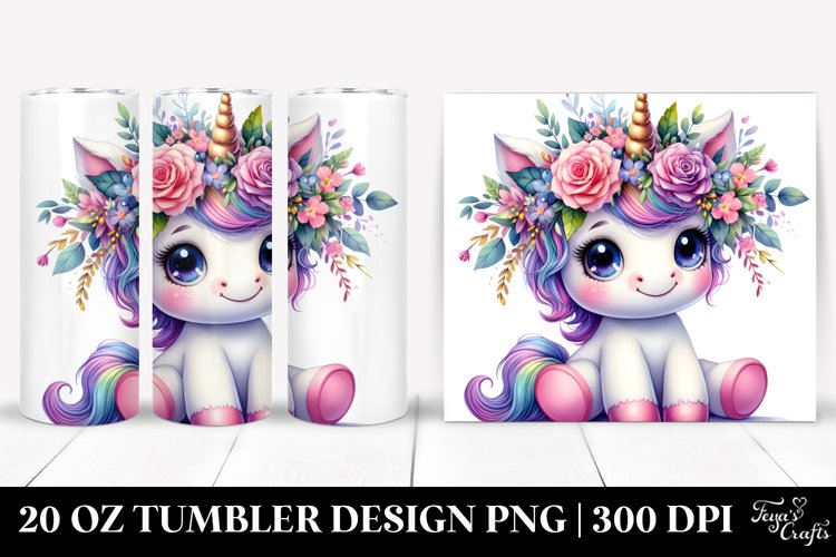 Cute Baby Unicorn Floral Tumbler
