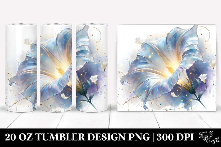 20 Oz Tumbler Sublimation | Shiny Morning Glory with Golden