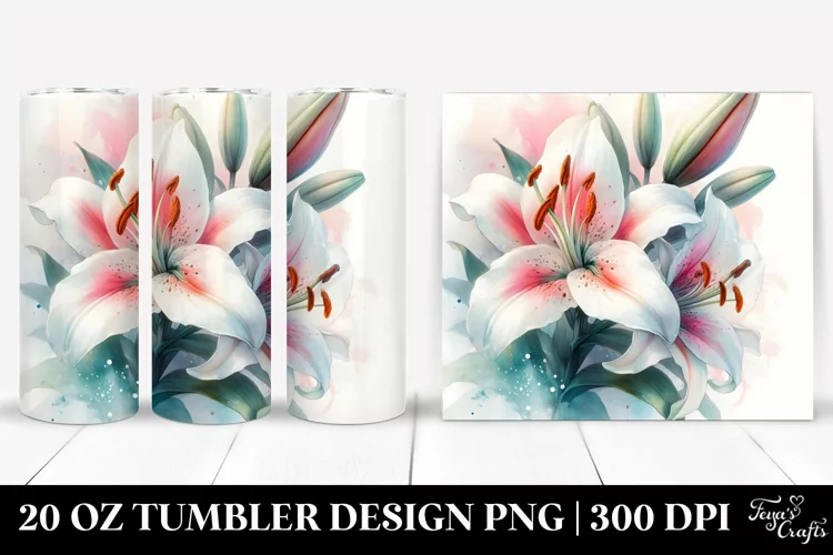 Vibrant Lily Watercolor Image | 20 oz Tumbler