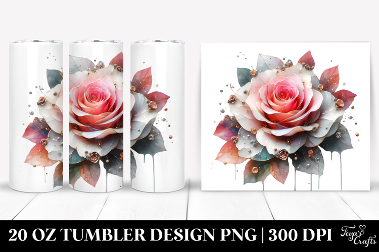 -Like Rose with Metallic Insertions 20 Oz Tumbler