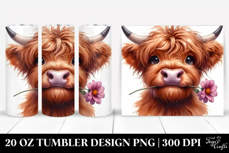 Highland Cow Portrait with Big Eyes | 20 oz Tumbler