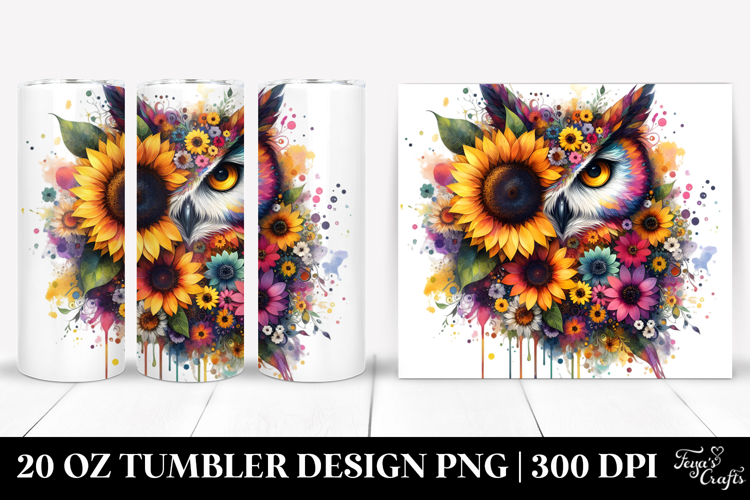 Colorful Watercolor Owl, Abstract 20 Oz Tumbler