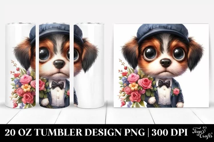 Watercolor Baby Dog, Big Eyes | 20 oz Tumbler