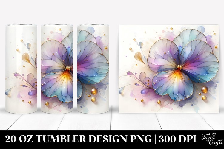 Abstract Pastel Shiny Pansy, Transparent 20 Oz Tumbler