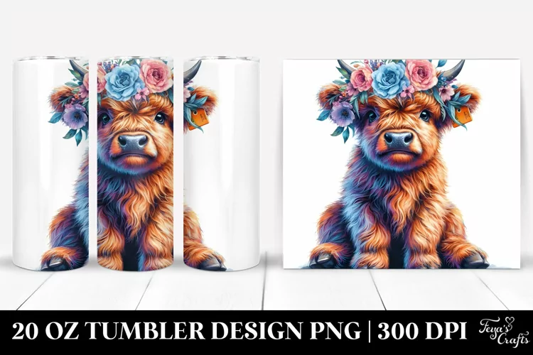 Vibrant Baby Highlandcow Drawing Tumbler