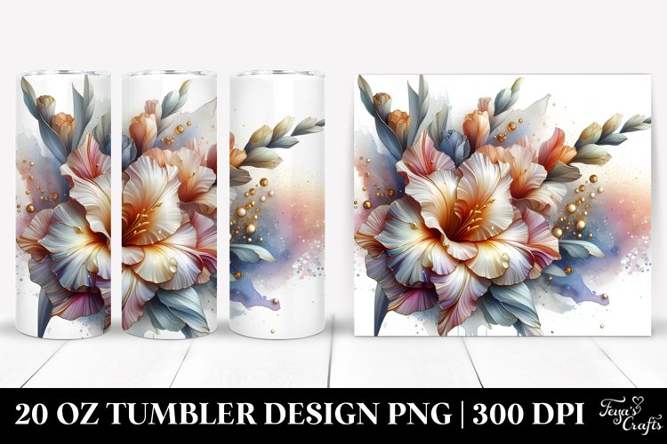 Abstract Glossy Gladiolus Golden Insertions | 20 Oz Tumbler example image 1