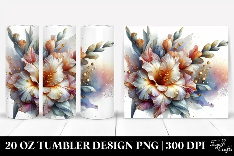 Abstract Glossy Gladiolus Golden Insertions | 20 Oz Tumbler