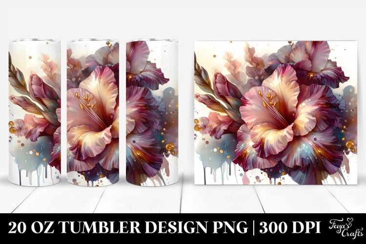 Abstract Glossy Gladiolus Golden Insertions | 20 Oz Tumbler