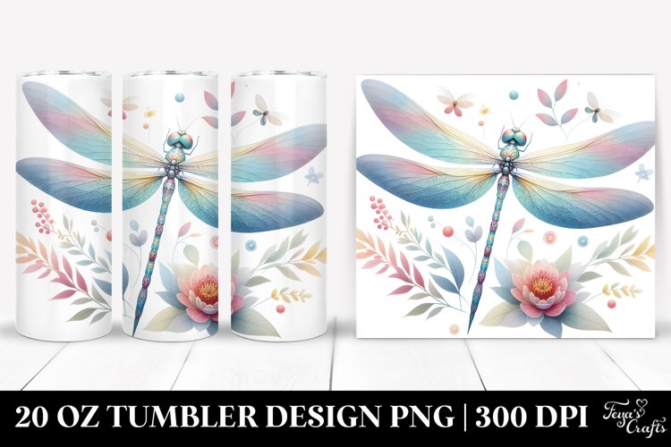 Colorful Pastel Dragonflyfloral | 20 Oz Tumbler example image 1