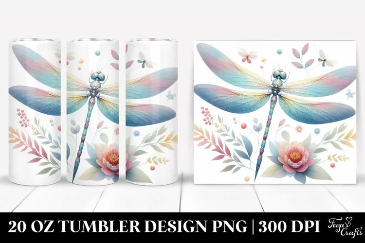 Colorful Pastel Dragonflyfloral | 20 Oz Tumbler