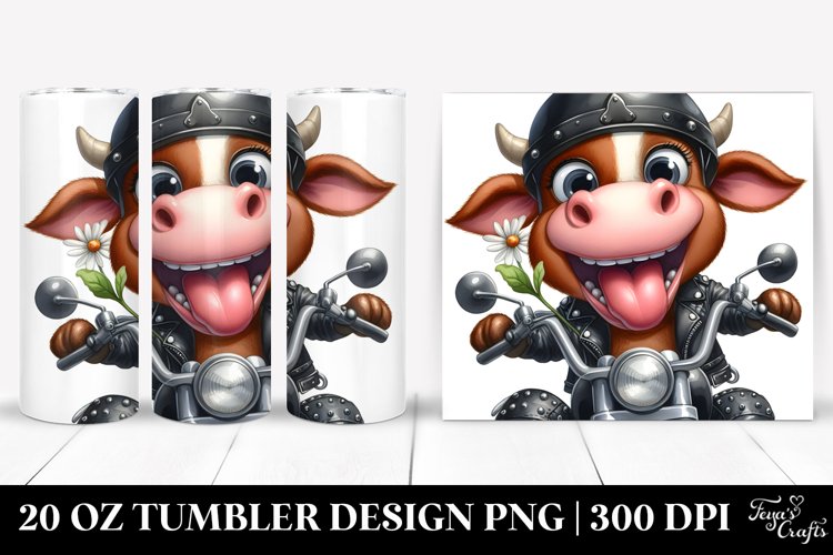 Excited Cow Biker Hat | 20 Oz Tumbler example image 1
