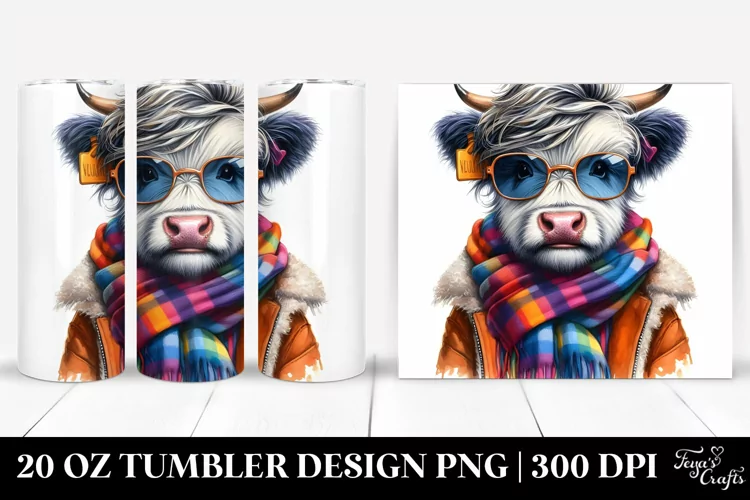 Baby Highland Cow in Model Pose, PNG