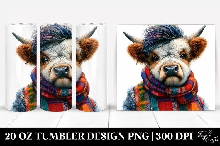 Baby Highland Cow in Model Pose, PNG