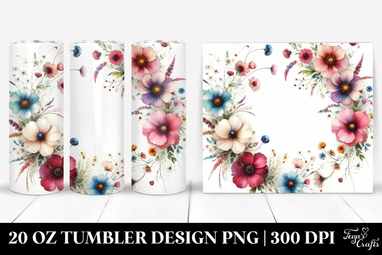 Centered Wild Flowers Tumbler