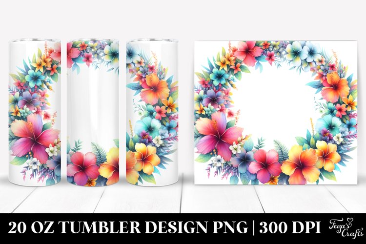 Colorfull Whreath Watercolor | 20 Oz Tumbler example image 1