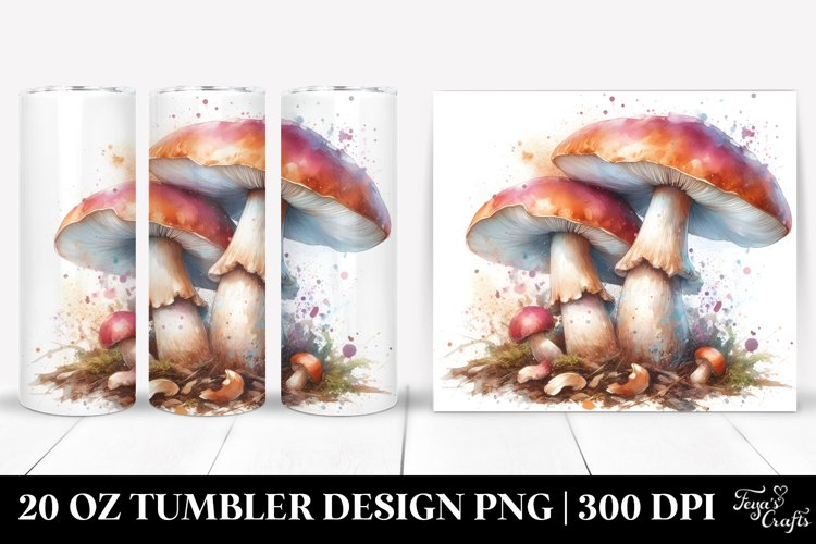 Detailed Pastel Mushroom Tumbler Design