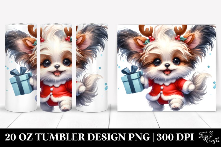 Baby Papillon with Reindeer Horns PNG example image 1