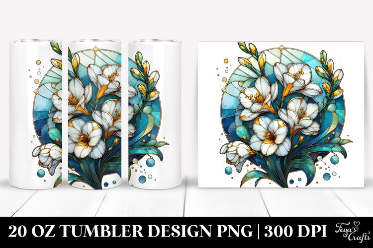 Detailed Stained Freesia | 20 Oz Tumbler