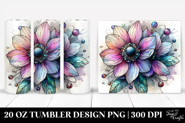 Vibrant Anemone Stained Tumbler | 20 oz Tumbler