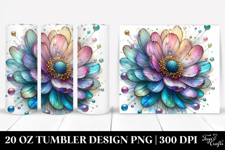 Vibrant Anemone Stained Tumbler | 20 oz Tumbler