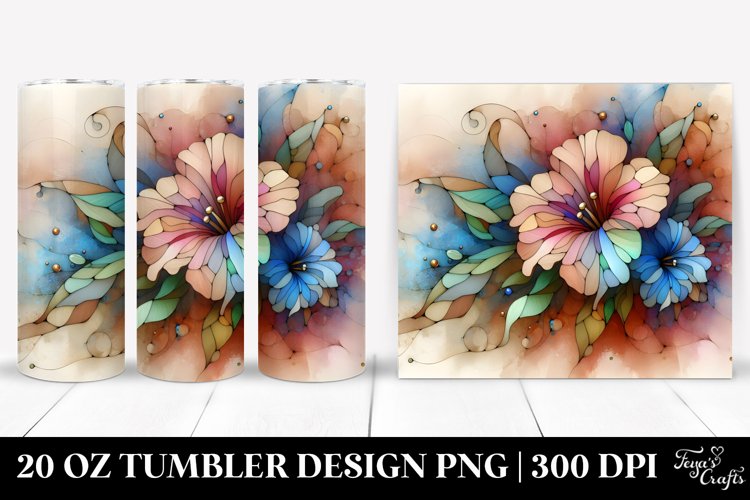 Abstract Watercolor Impatiens Stained , High-Res 20 Oz example image 1