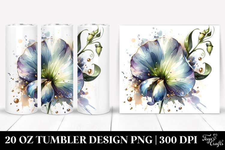 20 Oz Tumbler Sublimation | Glossy Sweet Pea | Watercolor