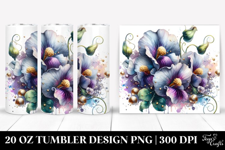 20 Oz Tumbler Sublimation | Glossy Sweet Pea | Watercolor