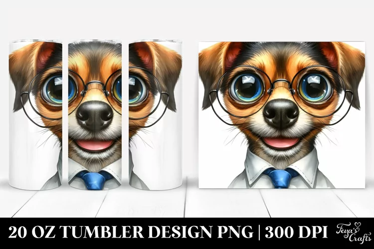 Expressive Dog with Tie and Big Eyes | 20 oz Tumbler