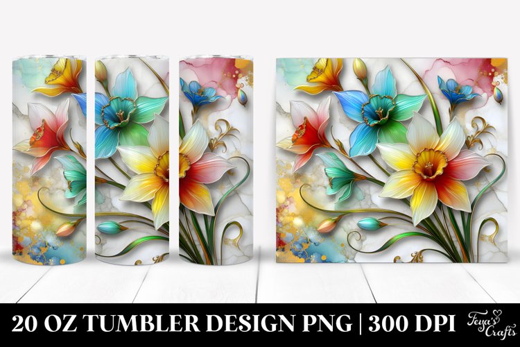 Colorful Narcissus Marble Tumbler example image 1