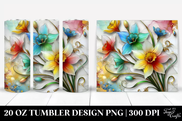 Colorful Narcissus Marble Tumbler