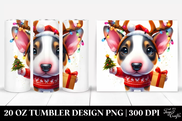 Watercolor Bull Terrier, High-Res PNG